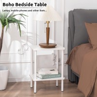 Apicizon 2 Tier End Table Set Of 2 Boho Side Table With Storage Shelf Nightstand Bedside Table For Small Spaces Bedroom Livi