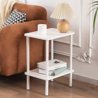 Apicizon 2 Tier End Table Boho Side Table With Storage Shelf Nightstand Bedside Table For Small Spaces Bedroom Living Room