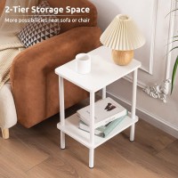 Apicizon 2 Tier End Table Boho Side Table With Storage Shelf Nightstand Bedside Table For Small Spaces Bedroom Living Room