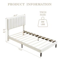 Flolinda Twin Bed Frame With Velvet Headboard Wooden Slat Support Extend Mattress Life Modern Upholstered Platform Bed Frame N