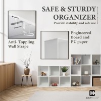 CAPHAUS Sturdy Room 11-Inch Cube Storage Organizer Shelf, with Thick Exterior Edge, Storage Shelf Divider w/ Back, Bookcase, 6-Cube / 8-Cube / 9-Cube, Colors Available in Rustic Grey Oak and White