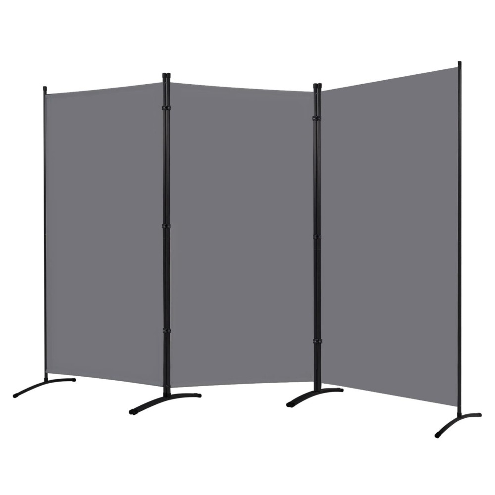 Room Divider 6Ft Folding Privacy Screens 3 Panel Room Partitions And Dividers, Portable Wall Divider For Room Separation, Indoor Room Fabric Screen Panel For Home Office Bedroom, Grey