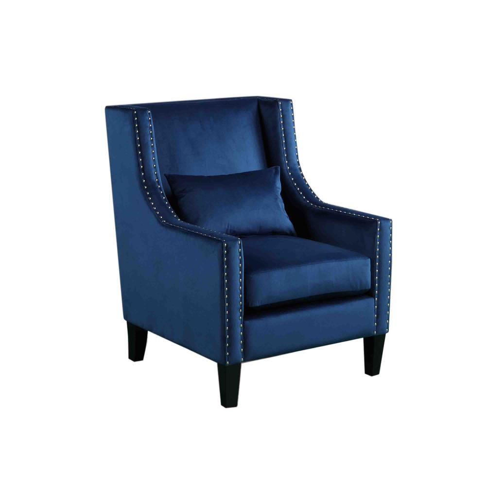 Best Master Furniture Glenn 20 Transitional Velvet Arm Chair in Blue