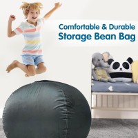 Lukeight Stuffed Animal Storage Bean Bag Chair Cover For Kids Zipper Beanbag Chair Cover For Organizing Toddler And Kids Rooms