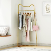 Hkaikzo Gold Metal Corner Coat Rack Modern Clothing Rack Hall Tree With 2 Hooks For Clothes Hat Scarf Freestanding Clothes Rac