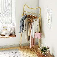 Hkaikzo Gold Metal Corner Coat Rack Modern Clothing Rack Hall Tree With 2 Hooks For Clothes Hat Scarf Freestanding Clothes Rac