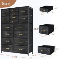 Finnhomy 16 Drawers Dresser For Bedroom, Tall Dressers & Chests Of Drawers With Wood Top, Large Fabric Storage Dresser For Bedroom/Living Room/Entryway/Closet, 38