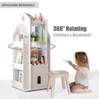 Moudao Kids Bookshelf 360 Castle White Rotating Bookshelf Toy Storage Organizer Rack Revolving Corner Bookshelf For Kids Toddler Children Home Office Furniture Bookcase