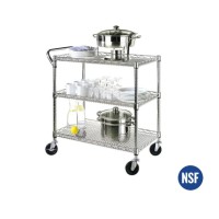 Heavy Duty 3 Tier Rolling Utility Cart Kitchen Cart On Wheels Metal Serving Cart Commercial Grade With Wire Shelving And Handle