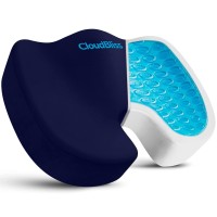 Cloudbliss Velvet Gel Seat Cushion - Office Chair Cushions With Gel, Memory Foam, Velvet Cover - Coccyx,Tailbone,Sciatica & Back Pain Relief - For Office Chairs,Car Seat,Wheelchair(Blue)