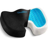 Cloudbliss Gel Seat Cushion - Non-Slip Ergonomic Gel & Memory Foam - Coccyx,Tailbone,Sciatica & Back Pain Relief - Office Chairs,Car Seat,Wheelchair Cushion(Black)