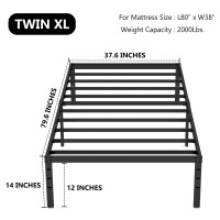 Hobinche 14 Inch Metal Twin Xl Bed Frame No Box Spring Needed Easy Assembly Heavy Duty Noise Free Narrow Bedframes Single Bl