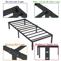 Hobinche 14 Inch Metal Twin Xl Bed Frame No Box Spring Needed Easy Assembly Heavy Duty Noise Free Narrow Bedframes Single Bl