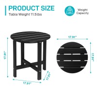 Outvita Adirondack Side Table  18 Inch Round Outdoor End Table  Hdpe Weather Resistant Coffee Table For Patio Balcony Deck Garden  Black