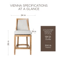 Maven Lane Vienna Counter Stool In Weathered Oak Finish With Sand Color Fabric Upholstery