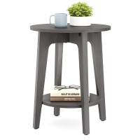 Vasagle Side Table Small Round End Table With Lower Shelf Nightstand For Small Spaces Living Room Bedroom Smoky Gray Ulet28