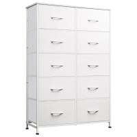 Wlive Fabric Dresser For Bedroom With 10 Drawers Tall Chest Of Drawers White Dressers Bedroom Furniture Storage Organizer Uni