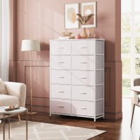 Wlive Fabric Dresser For Bedroom With 10 Drawers Tall Chest Of Drawers White Dressers Bedroom Furniture Storage Organizer Uni