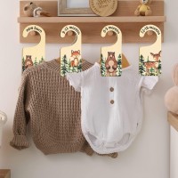 Whaline 8Pcs Baby Closet Size Dividers Woodland Design Hanging Wooden Baby Closet Organizer Newborn To 24 Months Thicken Baby Wardrobe Organizer For Home Nursery Baby Clothes Decor