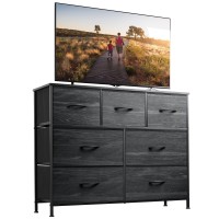 Wlive Dresser Tv Stand Entertainment Center With Fabric Drawers Media Console Table With Metal Frame And Wood Top For Tv Up To