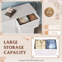 Wlive White Dresser For Bedroom 6 Drawer Double Dresser Fabric Storage Tower With Fabric Bins Chest Of Drawers For Closet Li