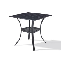 Vicllax Small Square Outdoor Patio Table, All Weather Metal Outdoor Dining Table For Lawn Garden, 27.5