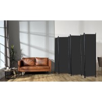 6 Panel Room Dividers Folding Privacy Screen, 10Ft Wide 6Ft Tall Partition Office Walls Separator With Small Base, Black