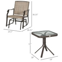 Outsunny 3 Piece Outdoor Glider Chair With Coffee Table Bistro Set 2 Patio Rocking Swing Chairs With Breathable Sling Fabric G