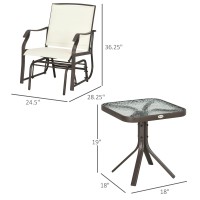 Outsunny 3 Piece Outdoor Glider Chair With Coffee Table Bistro Set 2 Patio Rocking Swing Chairs With Breathable Sling Fabric G