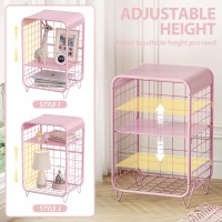 Apexchaser Cute Pink Nightstand Metal Side Table 3 Tier End Table With Storage Vintage Bedside Table Girls Bedroom Furniture Cof