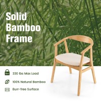 Giantex Bamboo Accent Chair - Wood Natural Boho Accent Dining Chairs With Armrest And Curved Backrest, Accent Arm Chair For Living Room, Dining Room, Small Space