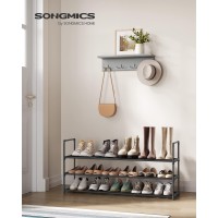 Songmics Shoe Rack 3 Tier Shoe Organizer Metal Shoe Storage Shelf For 18 Pairs Of Shoes Easy To Assemble Entryway Black Uls