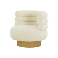 Homeroots White Modern Cream Fabric And Gold Accent Chair