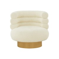 Homeroots White Modern Cream Fabric And Gold Accent Chair