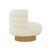 Homeroots White Modern Cream Fabric And Gold Accent Chair