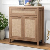 Sicotas Buffet Cabinet Sideboard With Storage Rattan Accent Cabinet With Doors Drawer Boho Credenzas Farmhouse Buffet Table Co