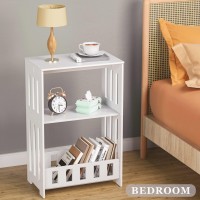 Hayofamy Side Table Night Stand 3 Tier Narrow End Table With Display Shelf Small Bookcase Bookshelf Simple Bedside Table Stor