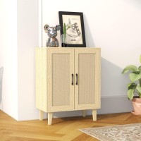 Panana Buffet Cabinet Sideboard With Rattan Decorated Doors Kitchen Storage Cupboard Accent Cabinet (Natural Wood)