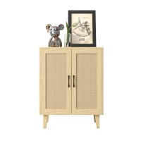 Panana Buffet Cabinet Sideboard With Rattan Decorated Doors Kitchen Storage Cupboard Accent Cabinet (Natural Wood)