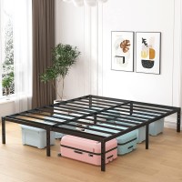 Aldrich 18 Inch Metal California King Size Bed Frame Black Basic Steel Slats Cali Platform Easy Assembly Heavy Duty Noise Fre