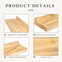 Freezing Point Floating Shelves For Wall Set Of 2 Natural Wood 16Inch Wall Shelf Decor Plant Display Collectibles Mounted Kitche