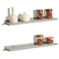 Freezing Point Floating Shelf For Wall Set Of 2 Natural Wood 23Inch Wall Shelves Decor Plant Display Collectibles Mounted Kitche