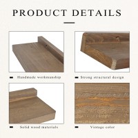 Freezing Point Floating Shelves For Wall Set Of 2 Natural Wood 16Inch Wall Shelf Decor Plant Display Collectibles Mounted Kitche