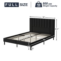 Flolinda Full Size Platform Bed Frame With Velvet Upholstered Headboard And Wooden Slats Support Fully Upholstered Mattress Fou