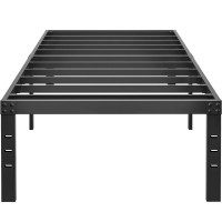 Hobinche 16 Inch Twin Size Bed Frame No Box Spring Needed Heavy Duty Black Metal Platform Mattress Foundation Nonslip Noise