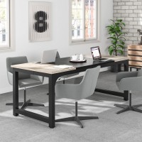 Tribesigns 70.8??Xecutive Desk, Large Office Computer Desk With Thicken Frame, Modern Simple Workstation Business Furniture For Home Office, Vintage Grey/Black