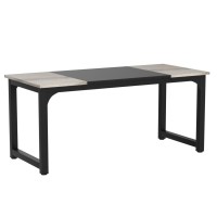 Tribesigns 70.8??Xecutive Desk, Large Office Computer Desk With Thicken Frame, Modern Simple Workstation Business Furniture For Home Office, Vintage Grey/Black