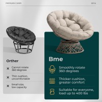 Bme 40 Ergonomic Wicker Papasan Chair With Soft Thick Density Fabric Cushion High Capacity Steel Frame 360 Degree Swivel For