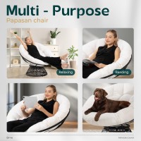 Bme 40 Ergonomic Wicker Papasan Chair With Soft Thick Density Fabric Cushion High Capacity Steel Frame 360 Degree Swivel For