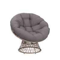 Bme 40 Ergonomic Wicker Papasan Chair With Soft Thick Density Fabric Cushion High Capacity Steel Frame 360 Degree Swivel For